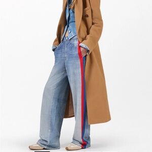 rag & bone Blue Straight Leg Jeans with Red and Blue Stripes